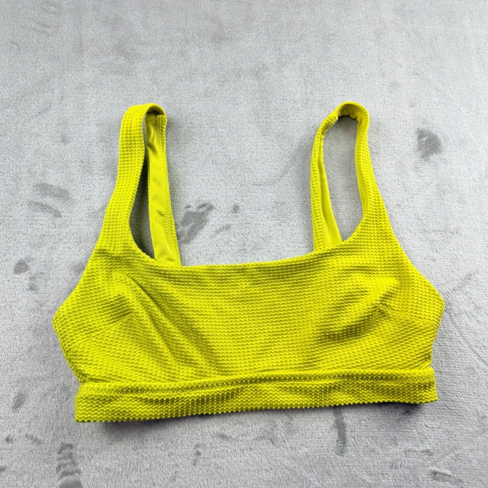 Aerie Scoop Bikini Top Women's Medium Lime Green Textured Waffle Knit
